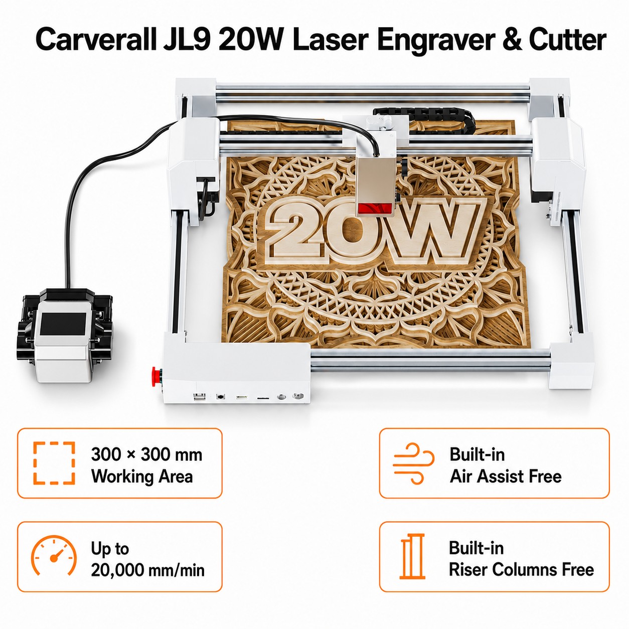 Industrial Handheld Laser Engraver - Carverall JL9 20W Cortadora Grabadora Láser,
