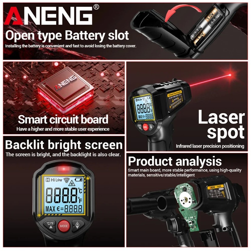 ANENG TH202 Termómetros indust - Industrial Infrared Laser reseña y precio