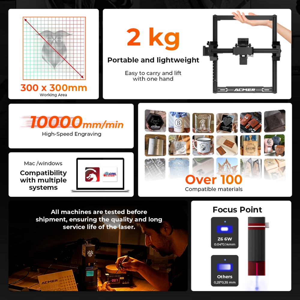 ELIDOR Z6 6W grabador y máquin - Industrial Handheld Laser Engraver reseña y precio