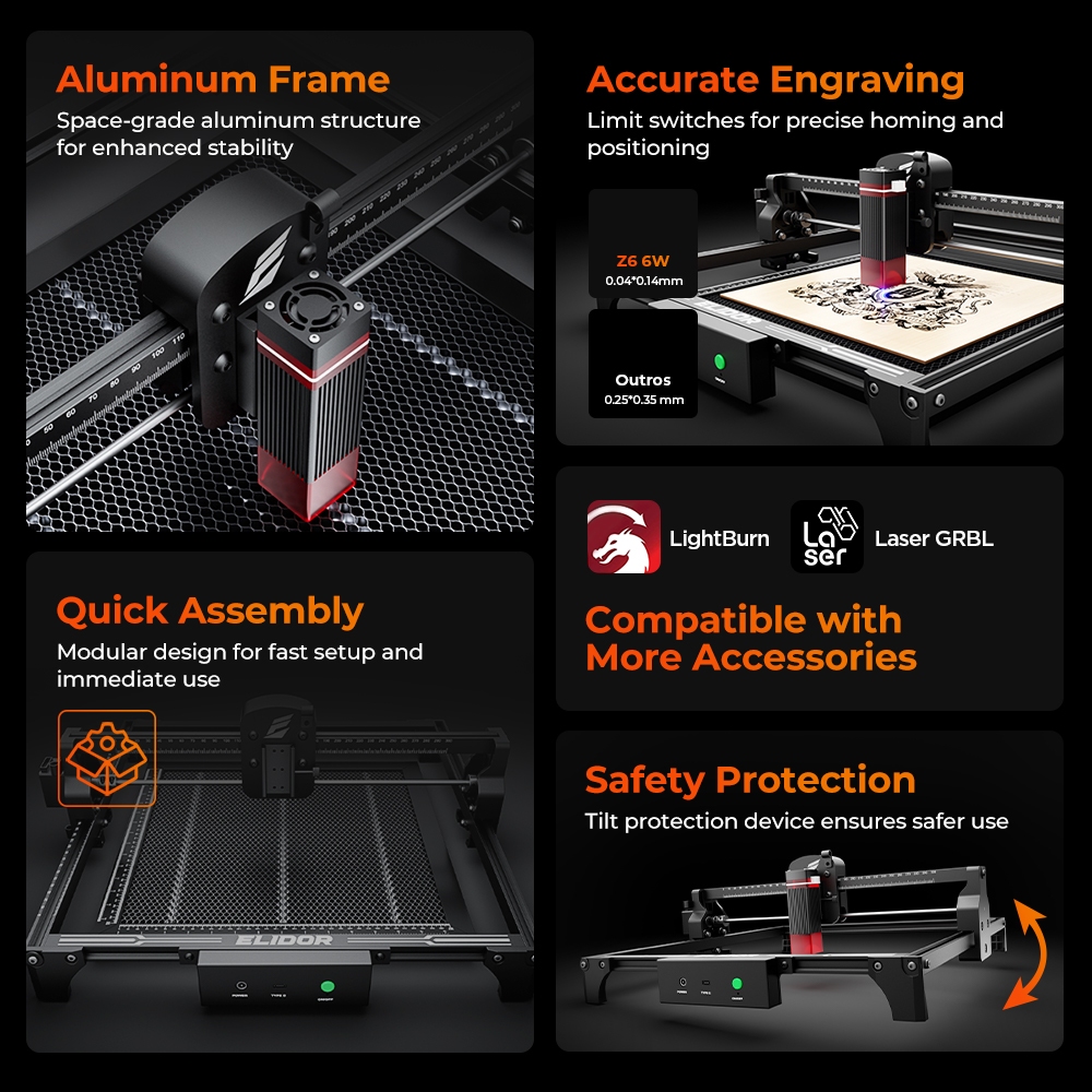 ELIDOR Z6 6W grabador y máquin - Industrial Handheld Laser Engraver reseña y precio